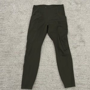 All In Motion 7/8 olive green leggings with side pockets